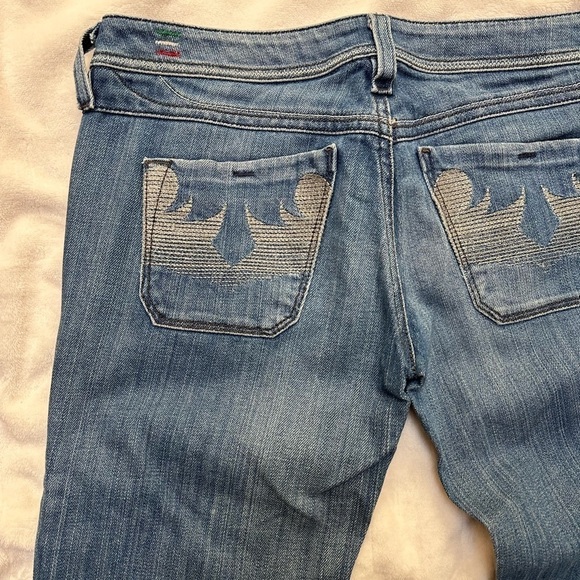 Diesel Lowky Italian Denim Jeans Straight Leg Metallic Embroidered Size W28 L32 - Picture 9 of 15